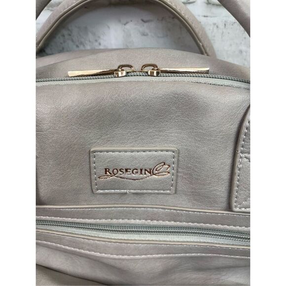 ROSEGIN Vegan Premium Leather Diaper Bag Backpack for Boy Girl Gray - Picture 4 of 13